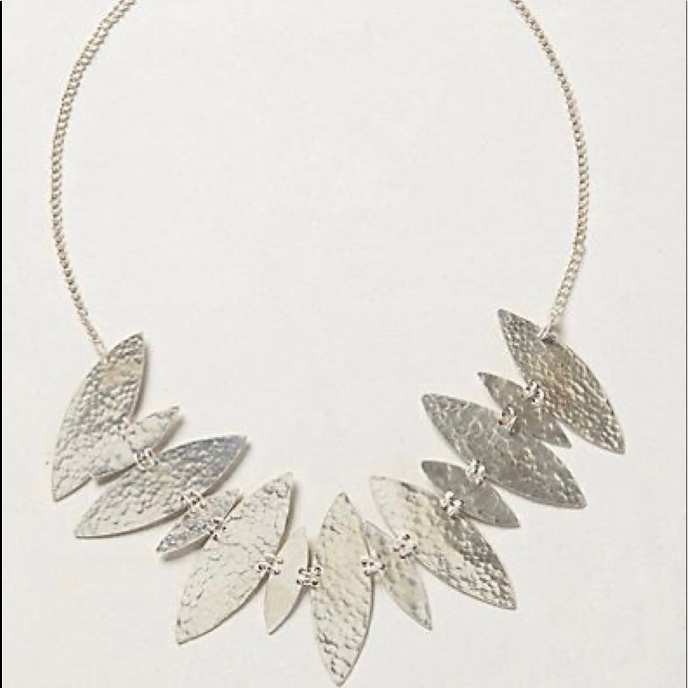 Anthropologie x MADE Flecha Silver Statement Necklace Ethical Artisan Kenya